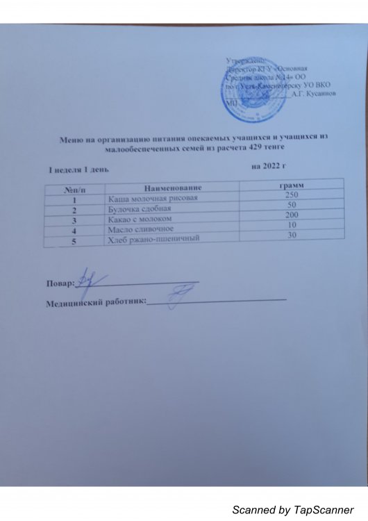 1 аптаға 429 теңге есебінен қамқорлықтағы оқушылар мен аз қамтылған балалардан шыққан оқушыларды тамақтандыруды ұйымдастыруға арналған мәзір