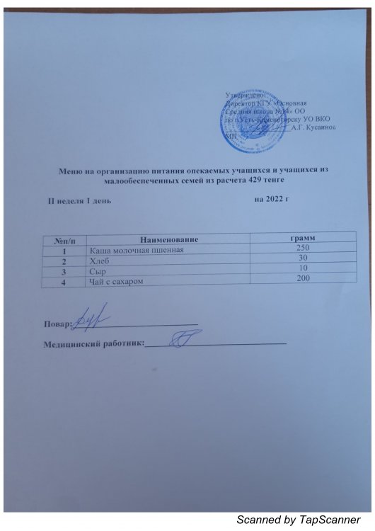 2 аптаға 429 теңге есебінен қамқорлықтағы оқушылар мен аз қамтылған балалардан шыққан оқушыларды тамақтандыруды ұйымдастыруға арналған мәзір