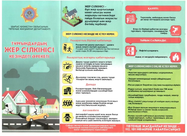 Тұрдыңдарғын жер сілкінісі кезіндегі әрекеті