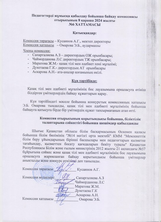 Байқау қорытындысы-қазақ тілі мен әдебиеті пәнінің мұғалімі